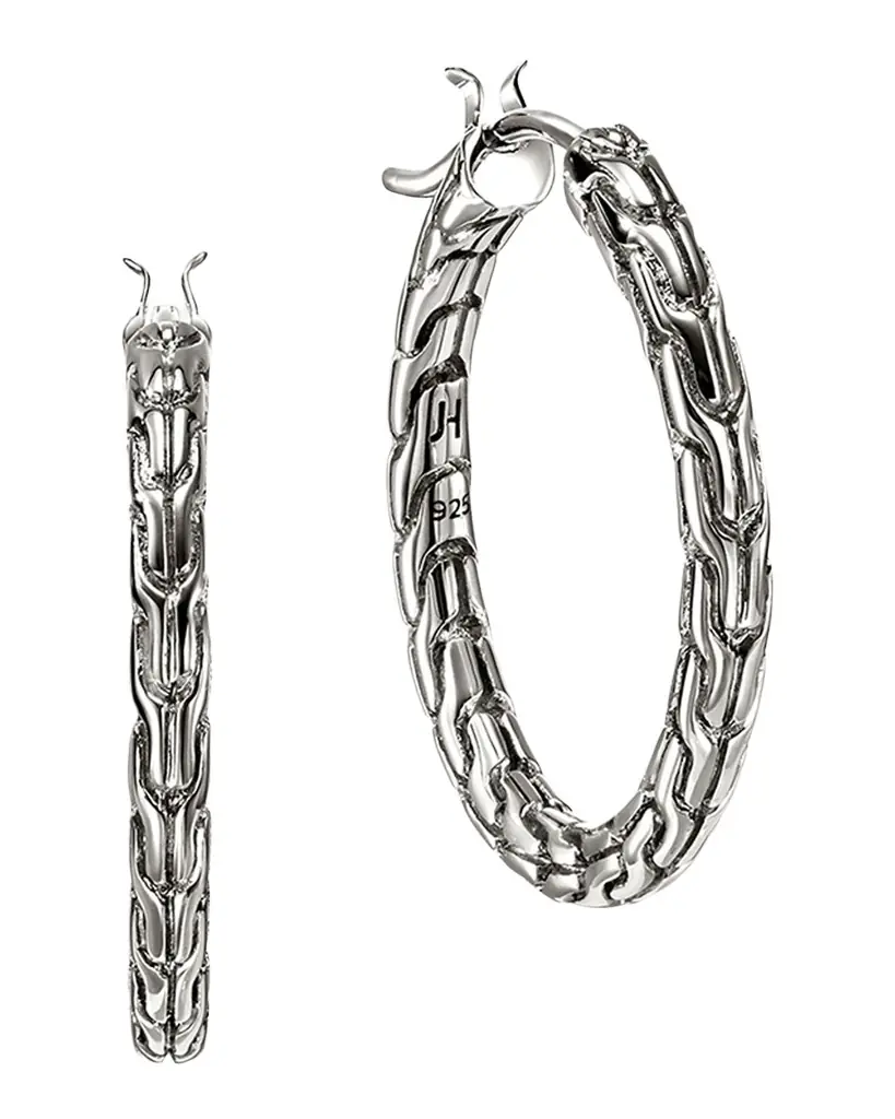 John Hardy Sterling Silver JH Essential Flex Hoop Earrings, 22mm