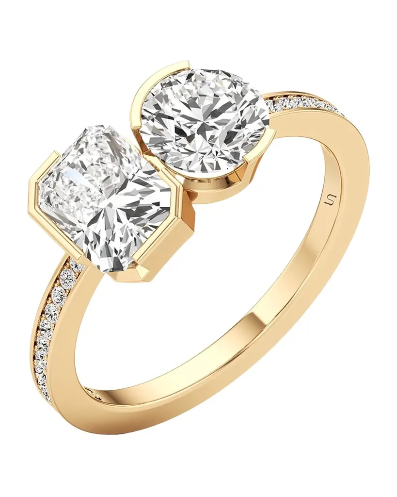 Unsaid Meta Radiant-Round Lab-Grown Diamond Pave Ring in 18K Yellow Gold