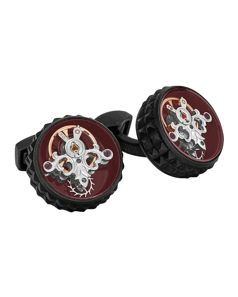 Tateossian Men 's Black IP Gunmetal Plated Giza Tourbillon Cufflinks