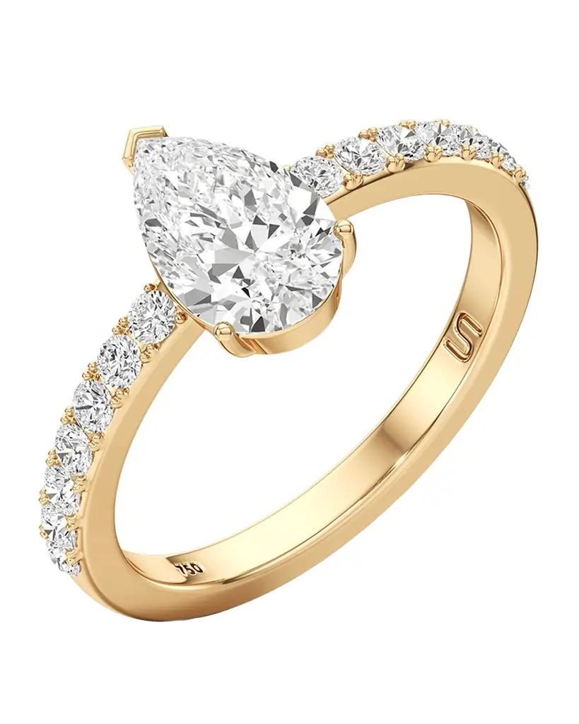 Unsaid Tear Lab-Grown Diamond Solitaire Pave Ring