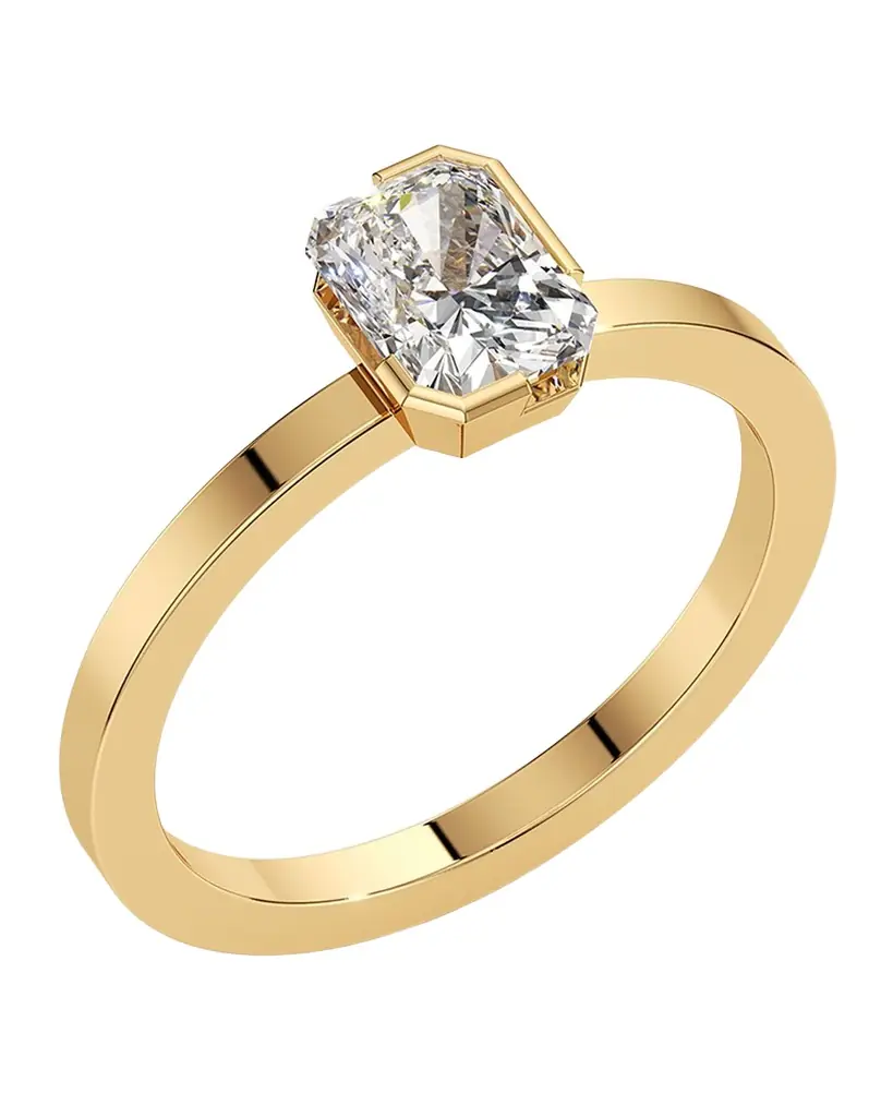 Unsaid Meta Lab-Grown Diamond Radiant Solitaire Ring in 18K Yellow Gold