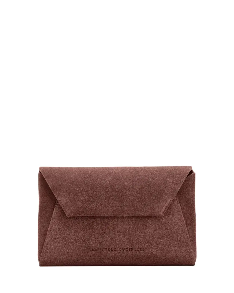 Brunello Cucinelli Suede Envelope Pochette Clutch Bag