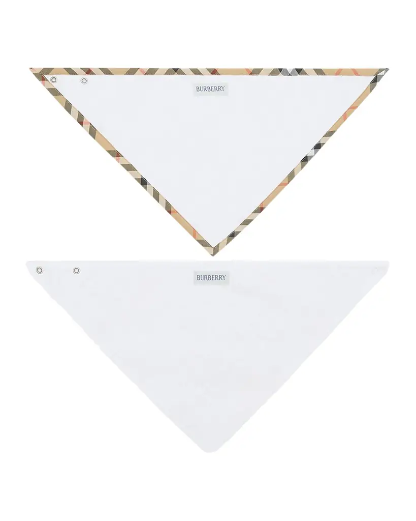 Burberry Kid 's Check Cotton Two-Piece Bib Set, Size 0M-24M