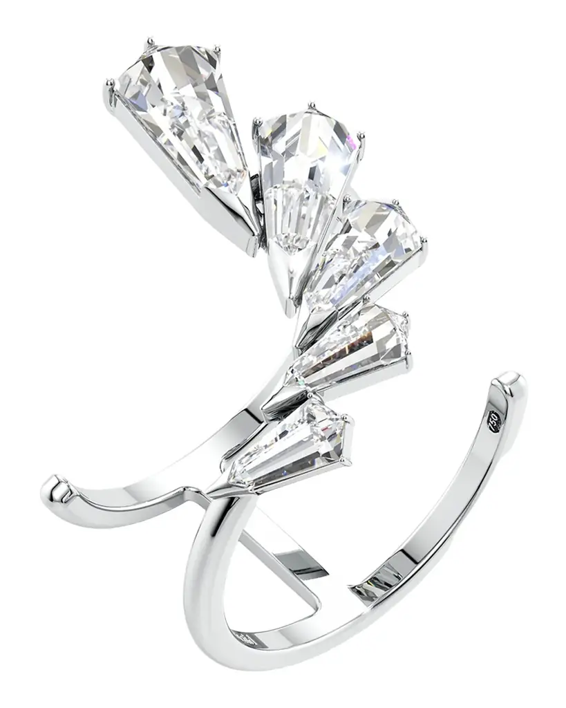 Unsaid Phoenix Lab-Grown Diamond Wing Open Ring in 18K White Gold, Size 6 - Women's Jewelry And Watches