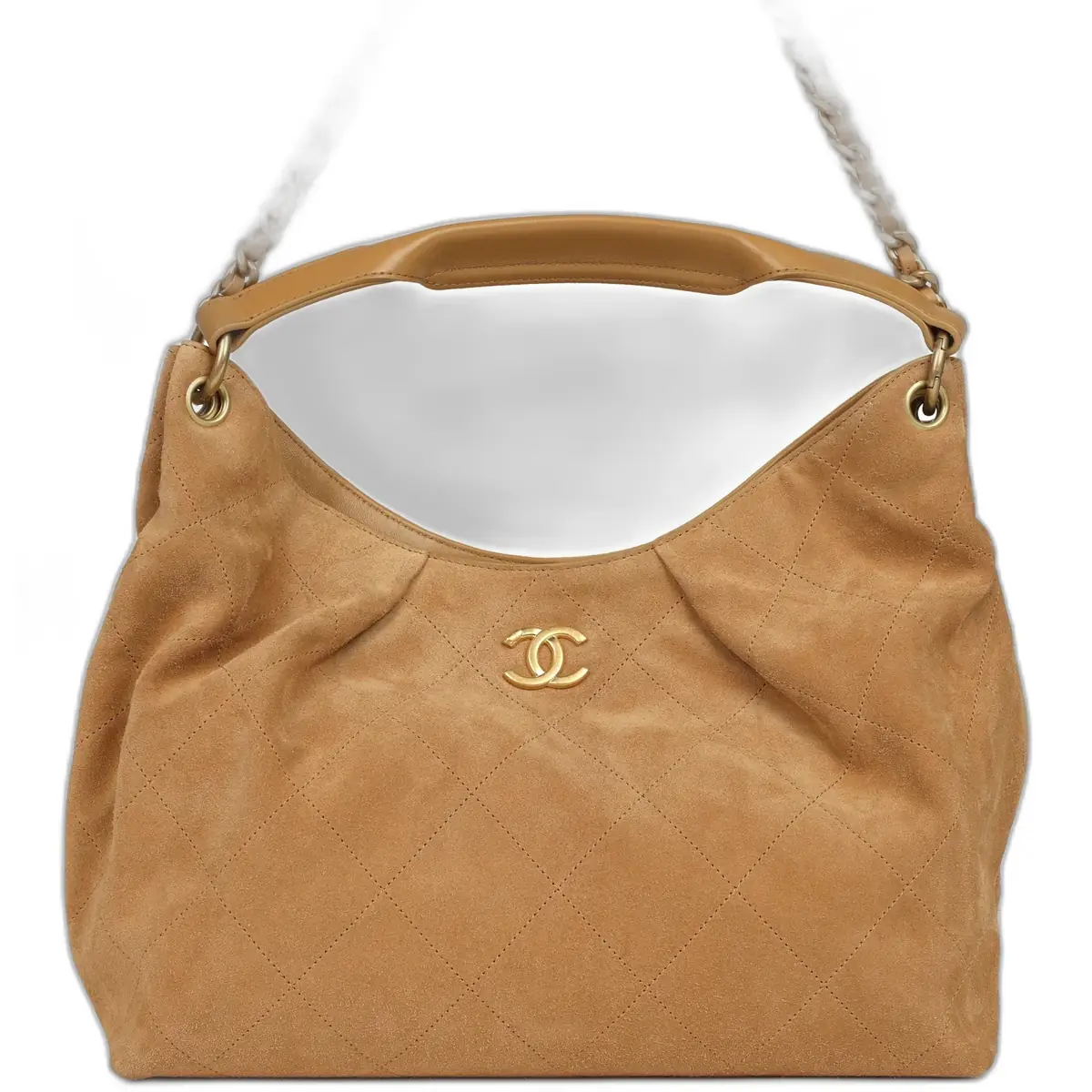 Chanel Chanel Maxi Hobo Bag Beige Suede Antique Gold Hardware