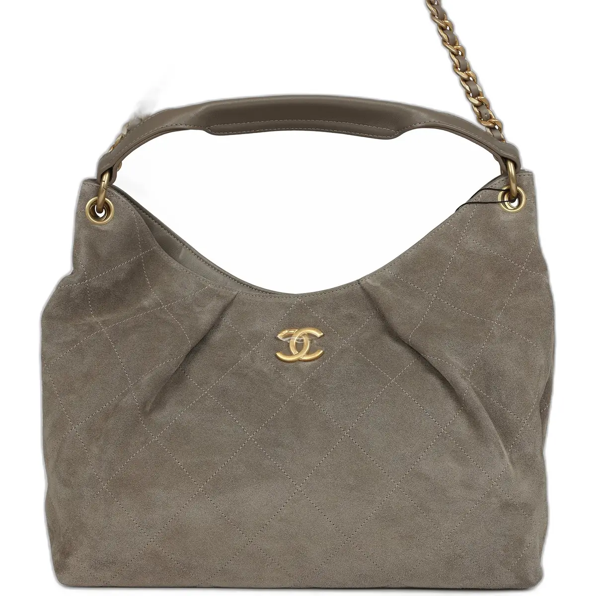 Chanel Chanel Maxi Hobo Bag Dark Grey Suede Antique Gold Hardware
