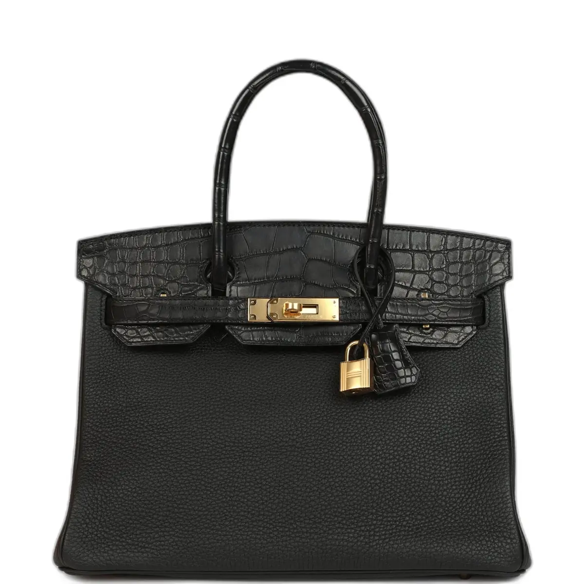 hermes Hermes Birkin 30 Black Togo and Matte Alligator Touch Gold Hardware