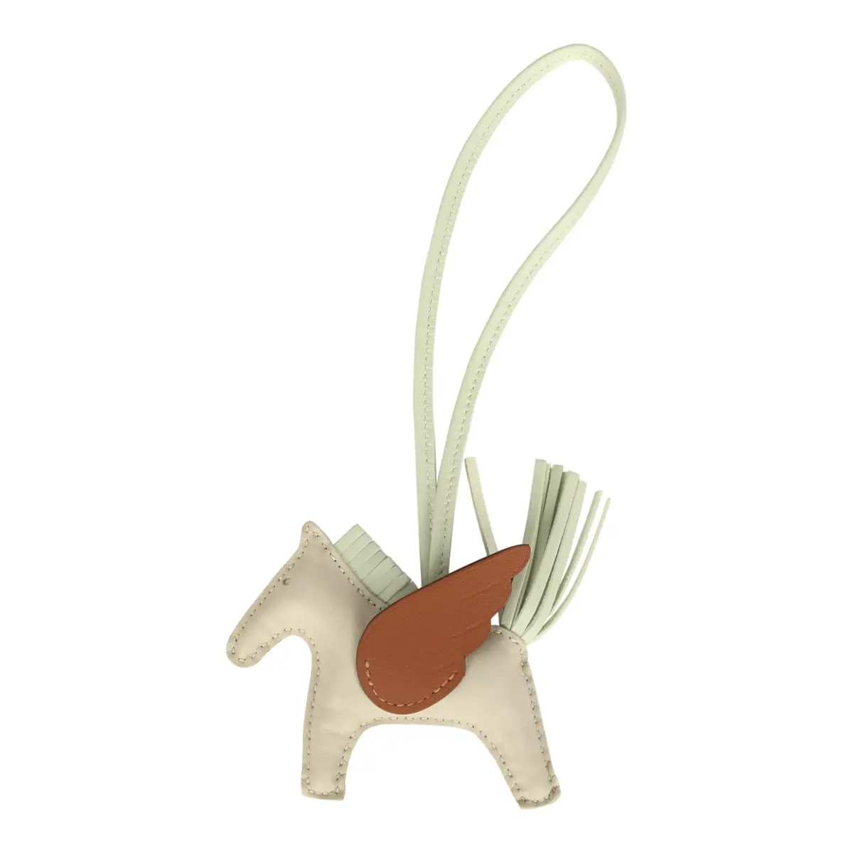 hermes Hermes Pegase Rodeo Bag Charm PM Vert Fizz, Craie & Gold Milo Lambskin