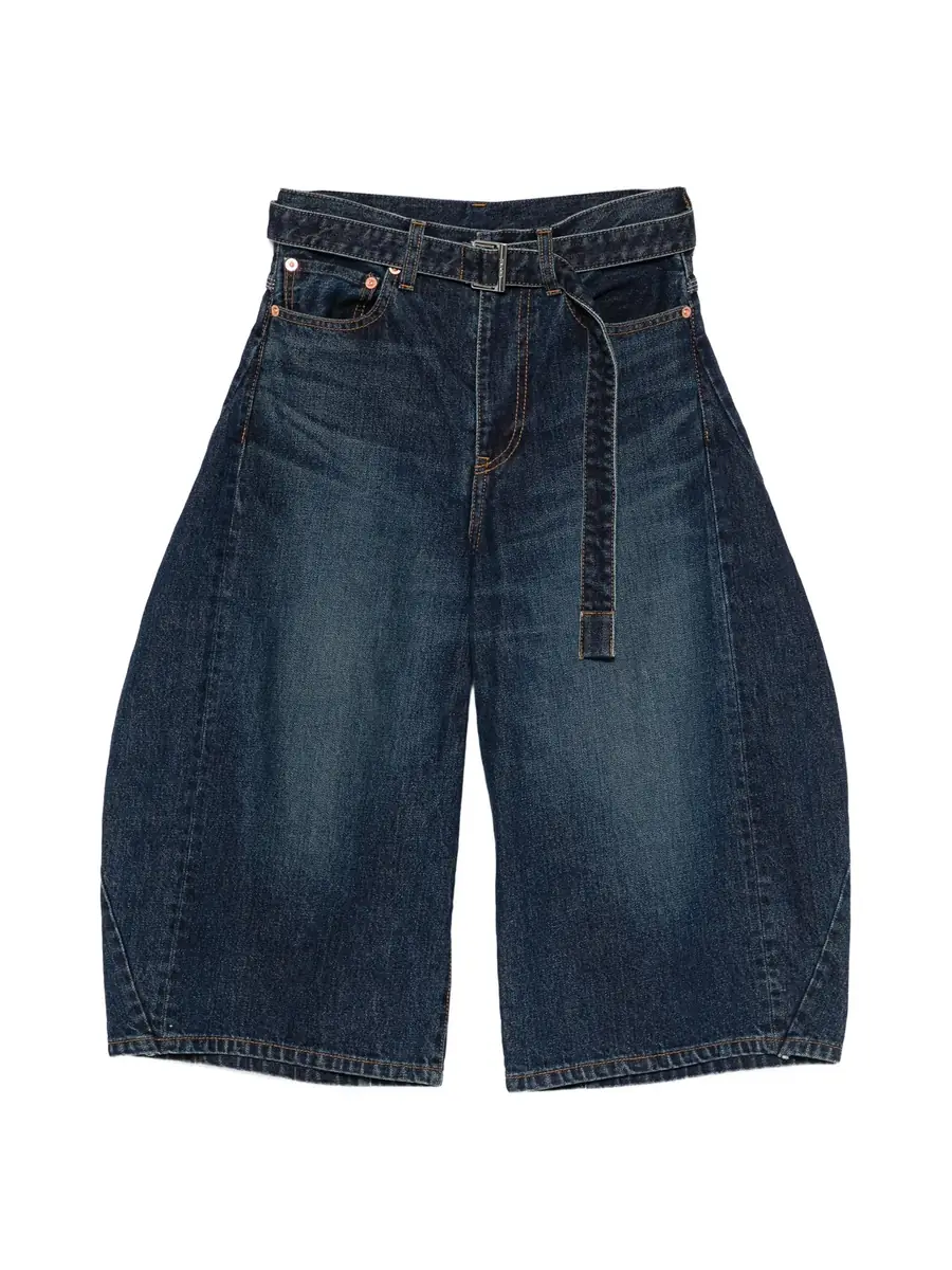 Sacai Cropped Belted Denim Pants