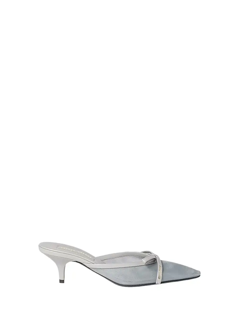 Miu Miu Women's Mesh Fabric Heeled Mules - Grey