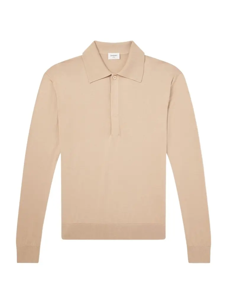 Saint Laurent Silk and Cotton-Blend Polo Sweater - Men