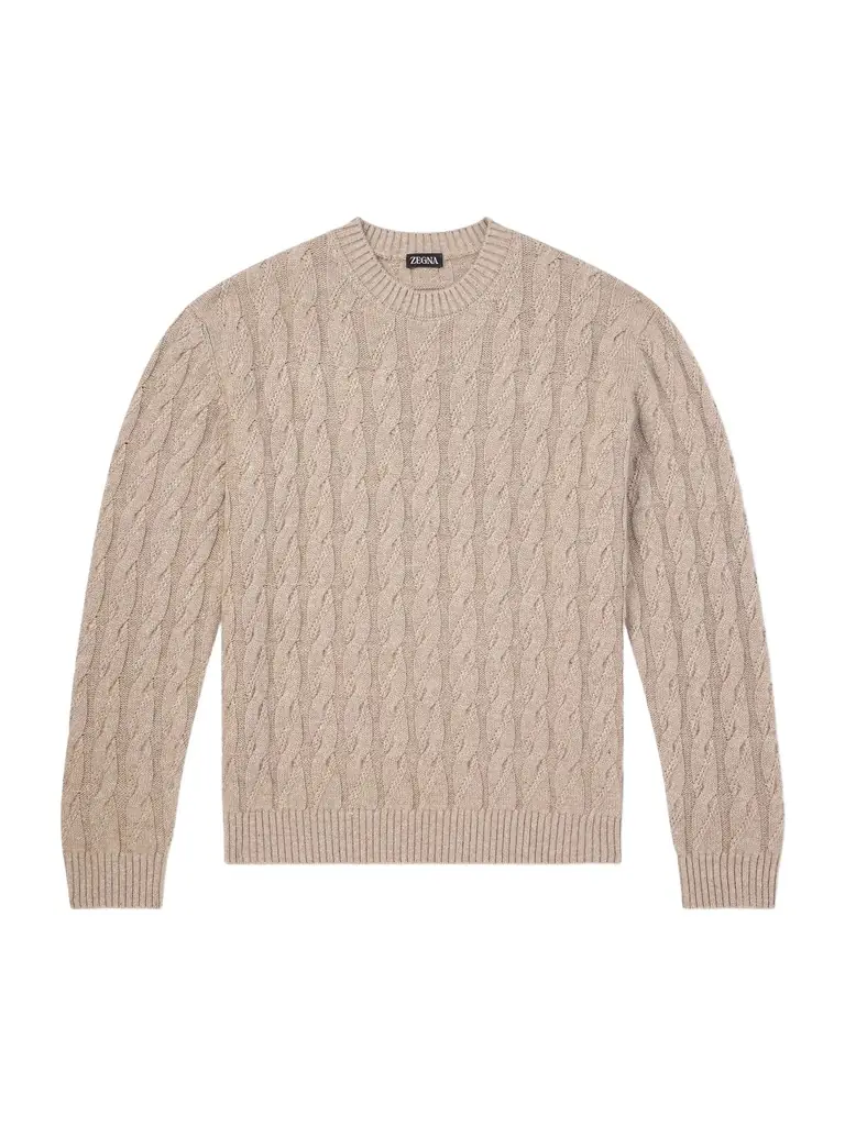 Zegna Cable-Knit Linen, Cashmere and Silk-Blend Sweater - Men