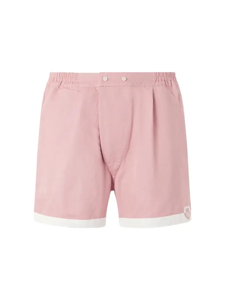 BODE Heart Deco Straight-Leg Logo-Appliquéd Cotton-Faille Shorts - Men