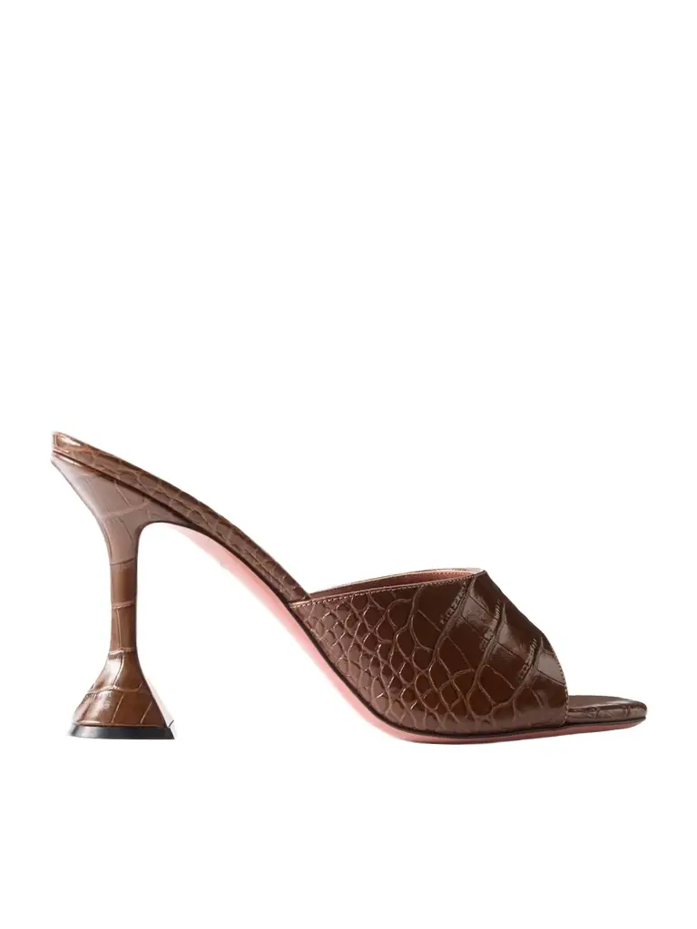 Amina Muaddi Lupita Croc-effect Leather Mules