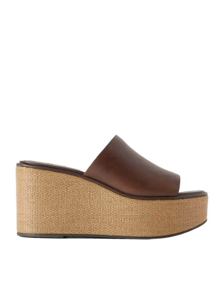 Brunello Cucinelli 80 Leather Platform Sandals