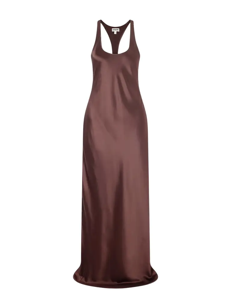 Staud Juanita Satin Maxi Dress
