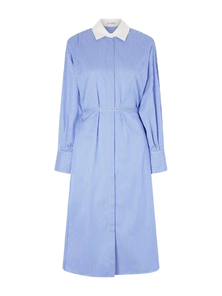 Altuzarra Floyd Belted Striped Cotton-poplin Midi Dress