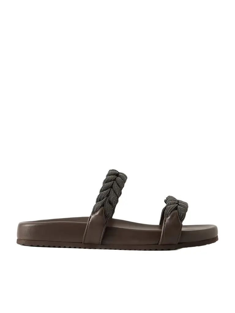 Brunello Cucinelli Bead-embellished Leather Sandals