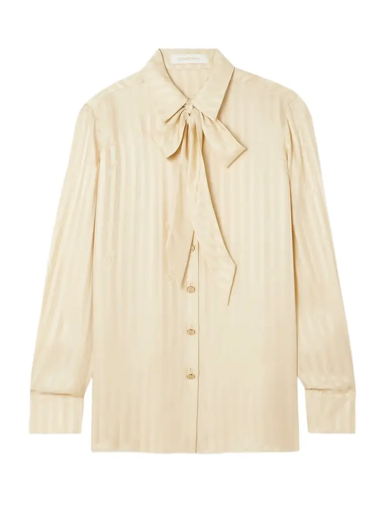 Zimmermann Luna Pussy-bow Silk-jacquard Shirt