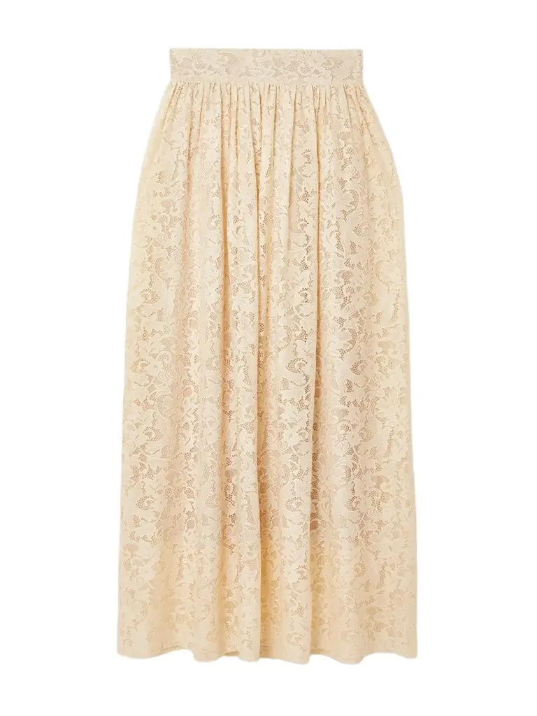 Zimmermann Pleated Lace Midi Skirt