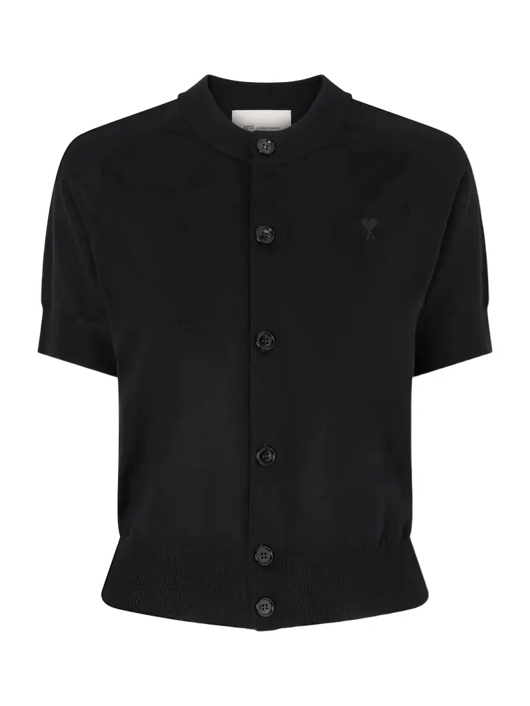 AMI PARIS Embroidered Merino Wool Cardigan