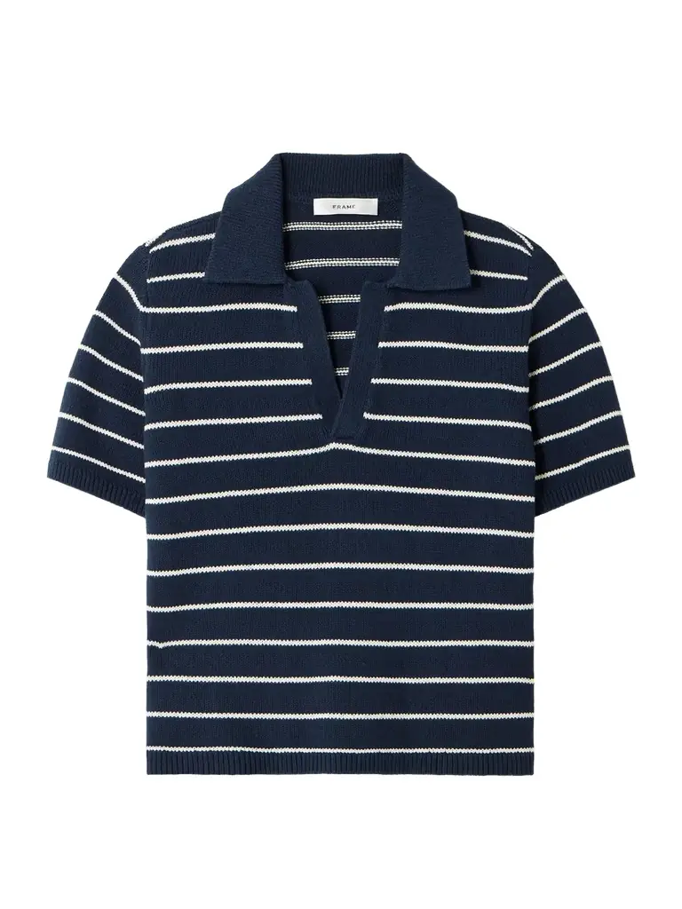 Frame The Striped Easy Cotton-blend Polo Shirt