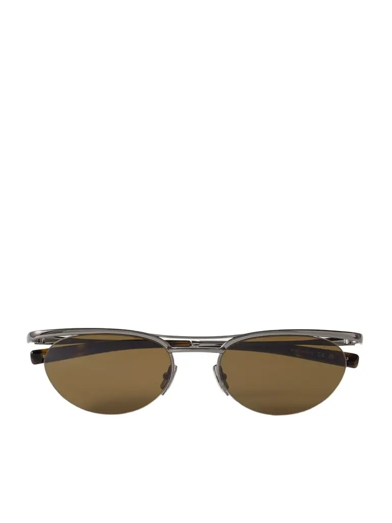 Saint Laurent Eyewear Oval-frame Silver-tone Sunglasses