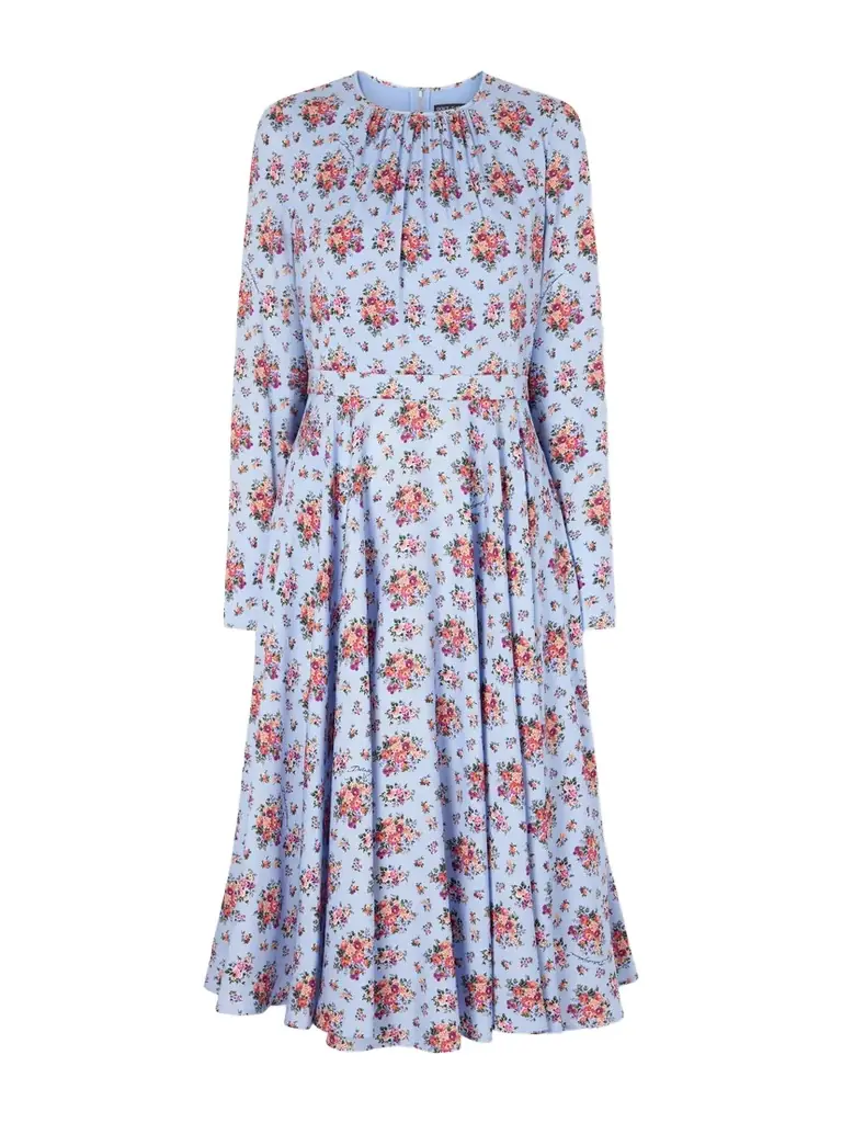 Dolce & Gabbana Belted Gathered Floral-print Silk-blend Midi Dress