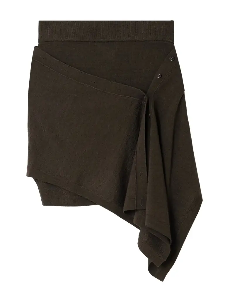 Lemaire Asymmetric Draped Wool-blend Skirt
