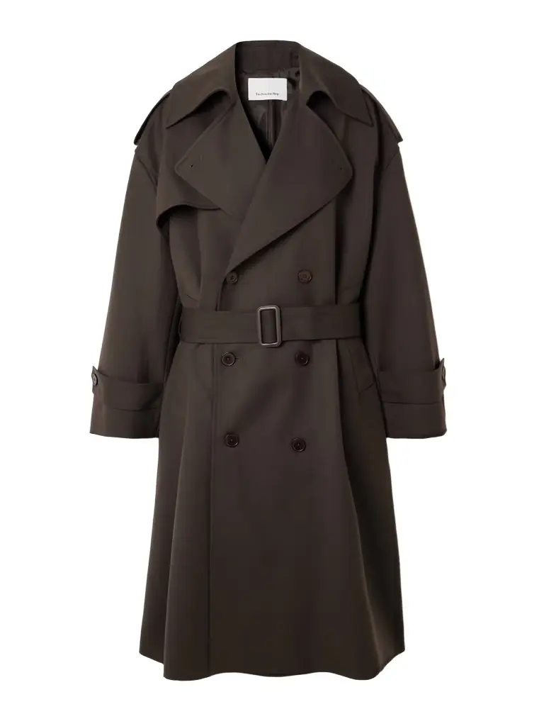 The Frankie Shop Dursey Double-breasted Belted Woven Trench Coat
