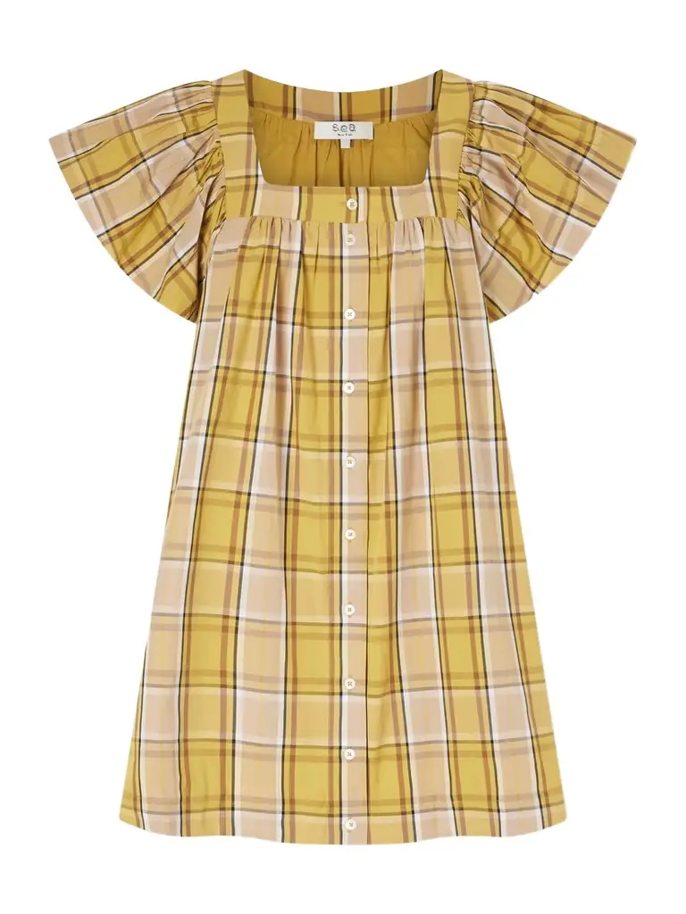 Sea Copeland Plaid Cotton-poplin Mini Dress