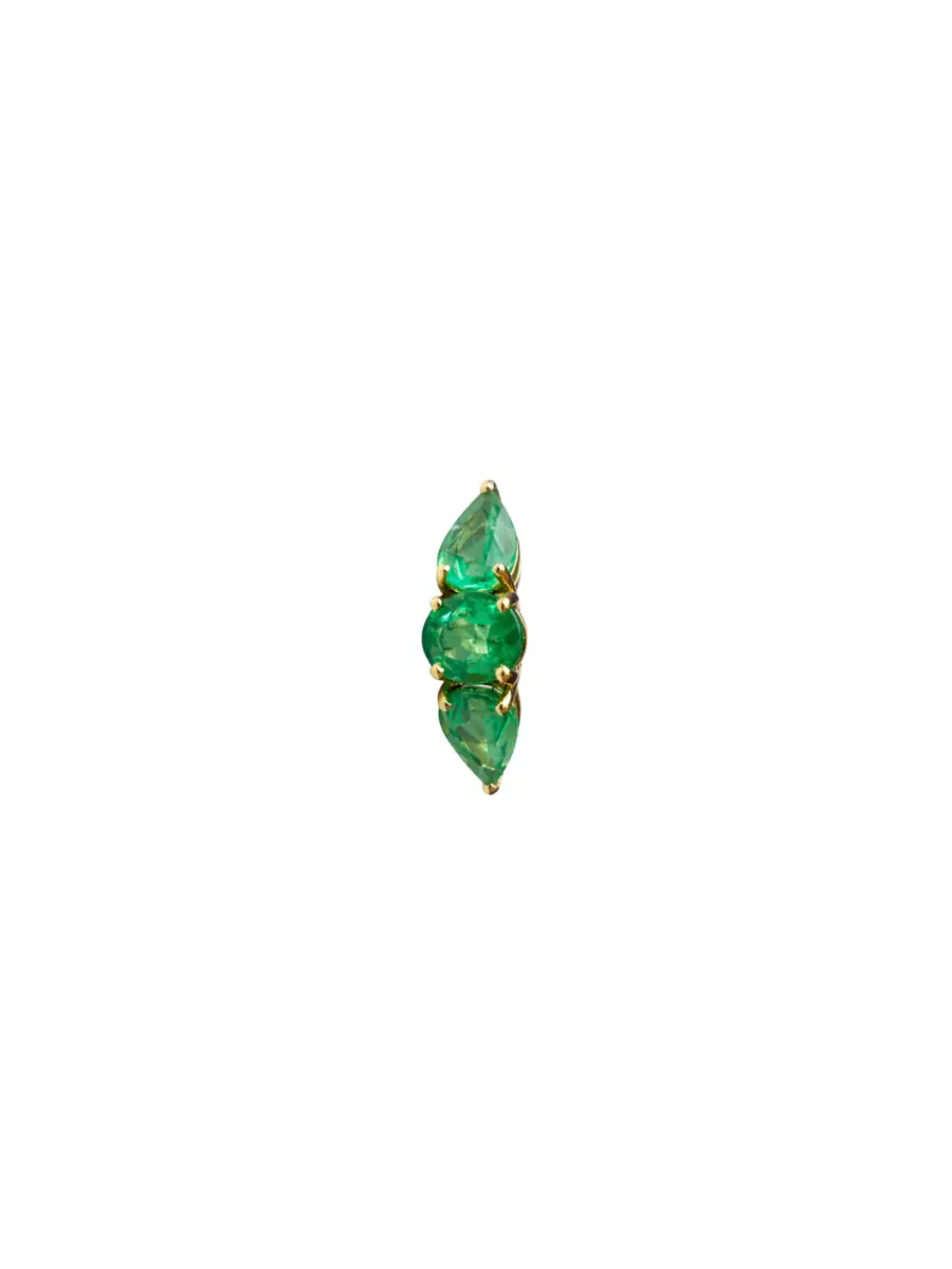 Wish Fine Jewelry 1.76ct Emerald 18K Gold Three Stones Ear Cuff