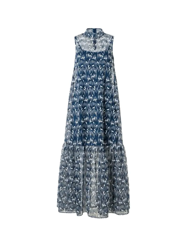 Akris punto Scribble Embroidered Tulle Sleeveless Maxi Dress
