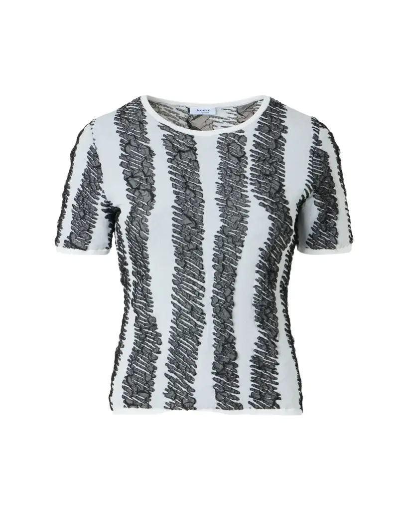 Akris punto 3D Scribble Jacquard Knit Short-Sleeve Sweater