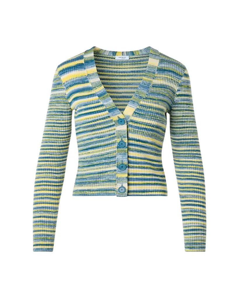Akris punto Space Dye Rib Knit V-Neck Cardigan