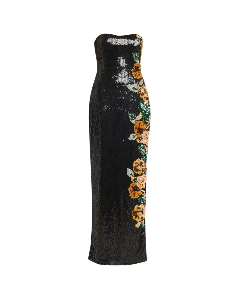 Atelier Prabal Gurung Shalom Strapless Floral Sequined Gown