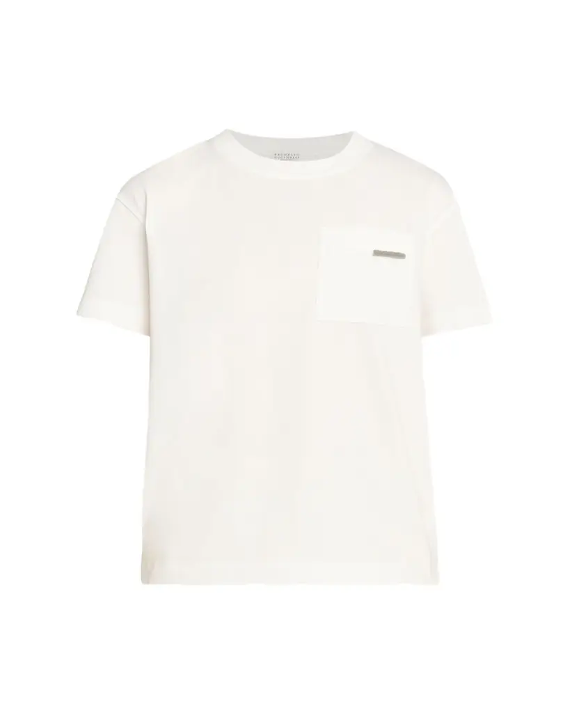 Brunello Cucinelli Cotton Jersey Short-Sleeve T-Shirt With Monili Tab Pocket