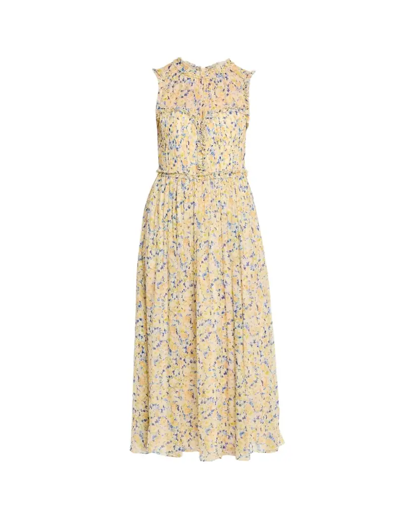 Ulla Johnson Kasia Floral Silk Chiffon Midi Dress