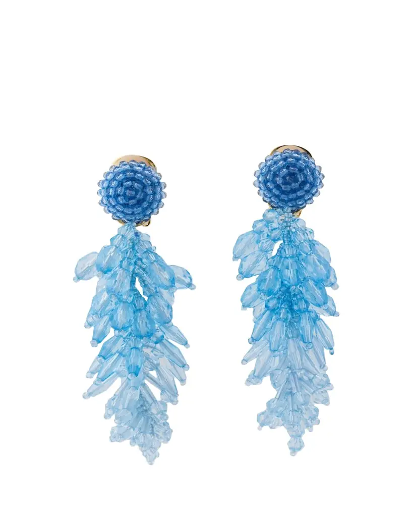 Oscar de la Renta Beaded Cascade Tassel Clip-On Earrings