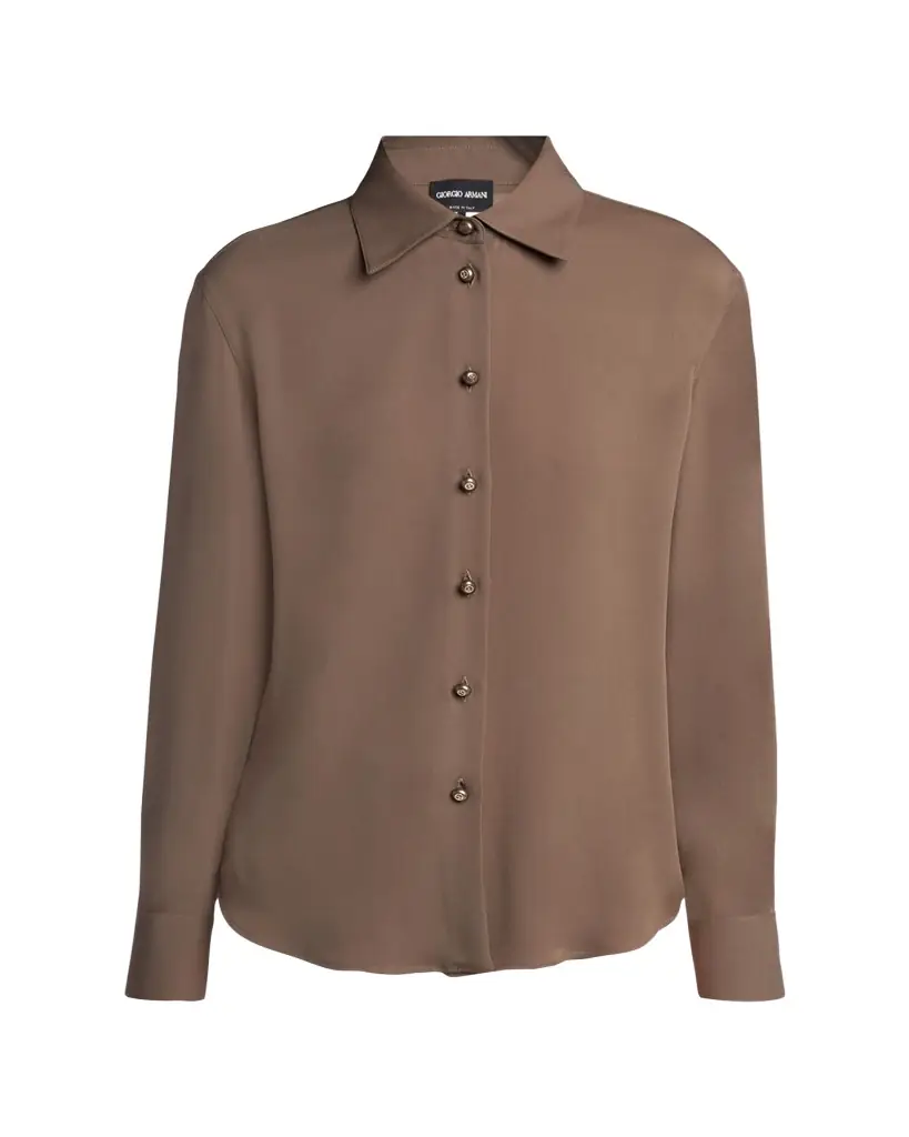 Giorgio Armani Pearly Buttoned Silk Georgette Shirt