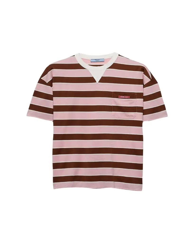 Prada Striped Jersey Short-Sleeve T-Shirt