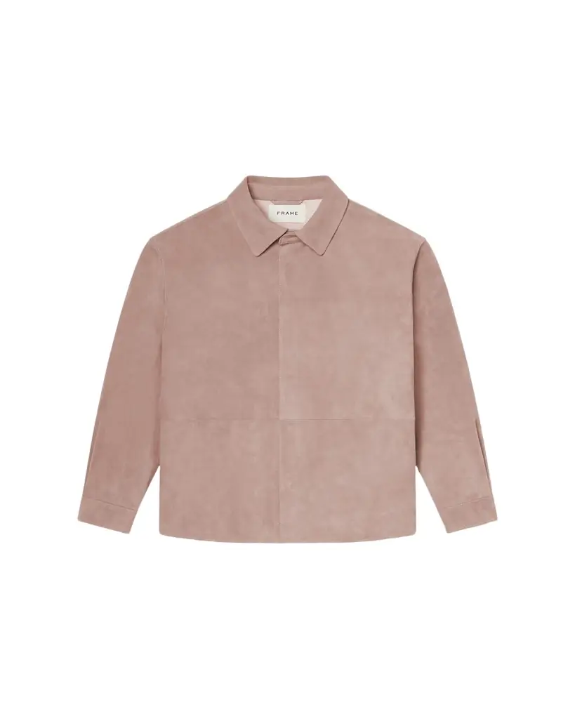FRAME Men's Solid Suede Overshirt