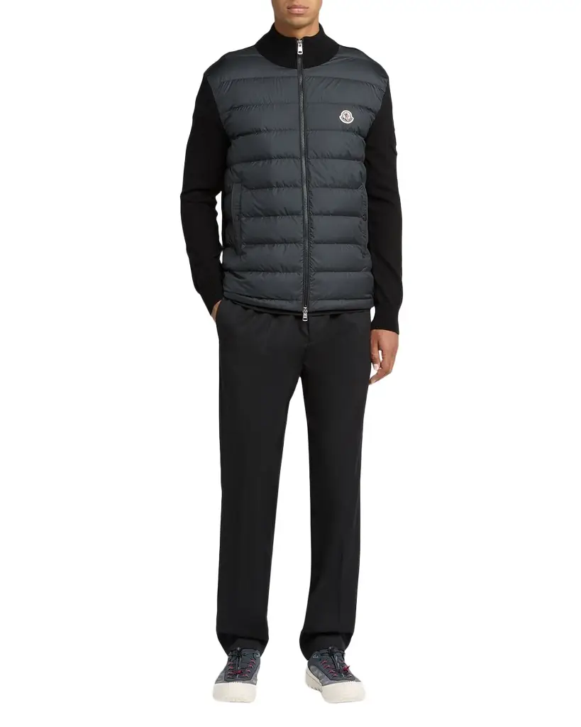 Moncler Men 's Quilted Knit Hybrid Full-Zip Cardigan