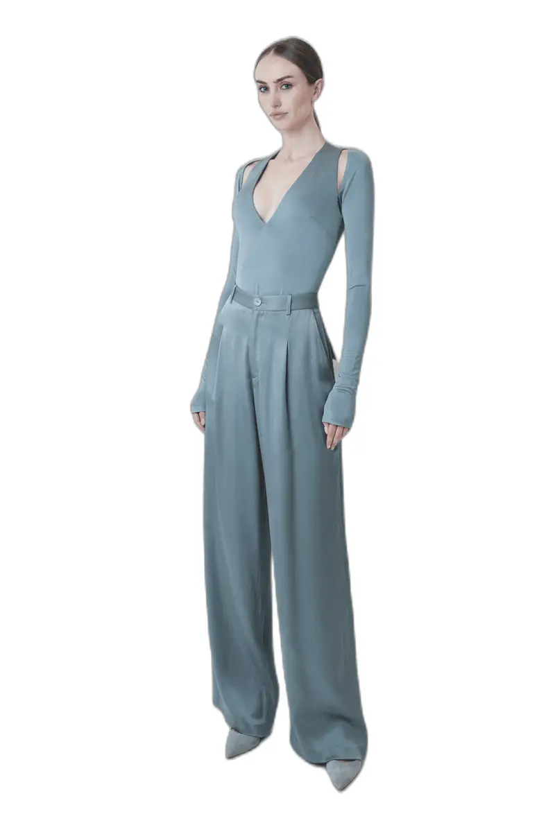 LAPOINTE Satin Relaxed Pleated Pant