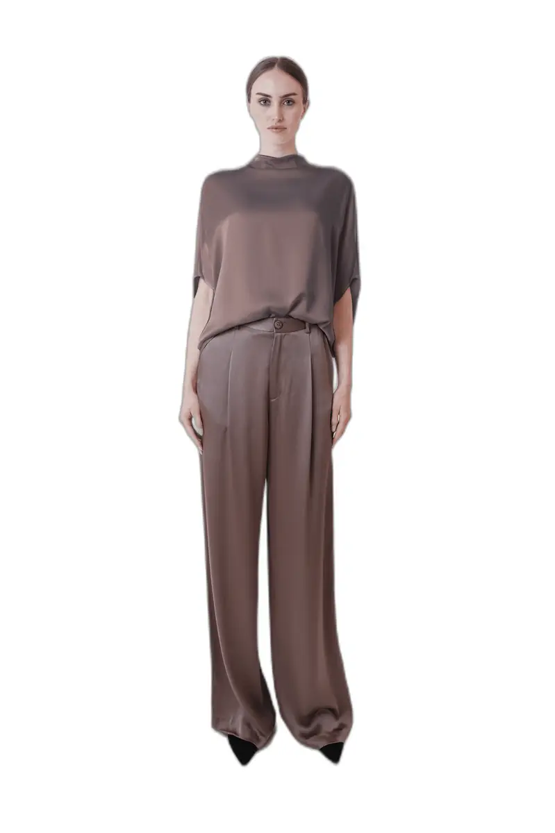 LAPOINTE Satin Relaxed Pleated Pant