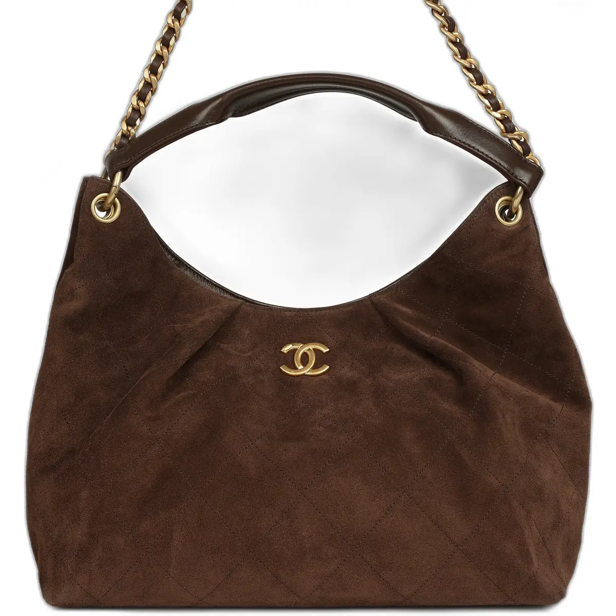 Chanel Chanel Maxi Hobo Bag Dark Brown Suede Antique Gold Hardware