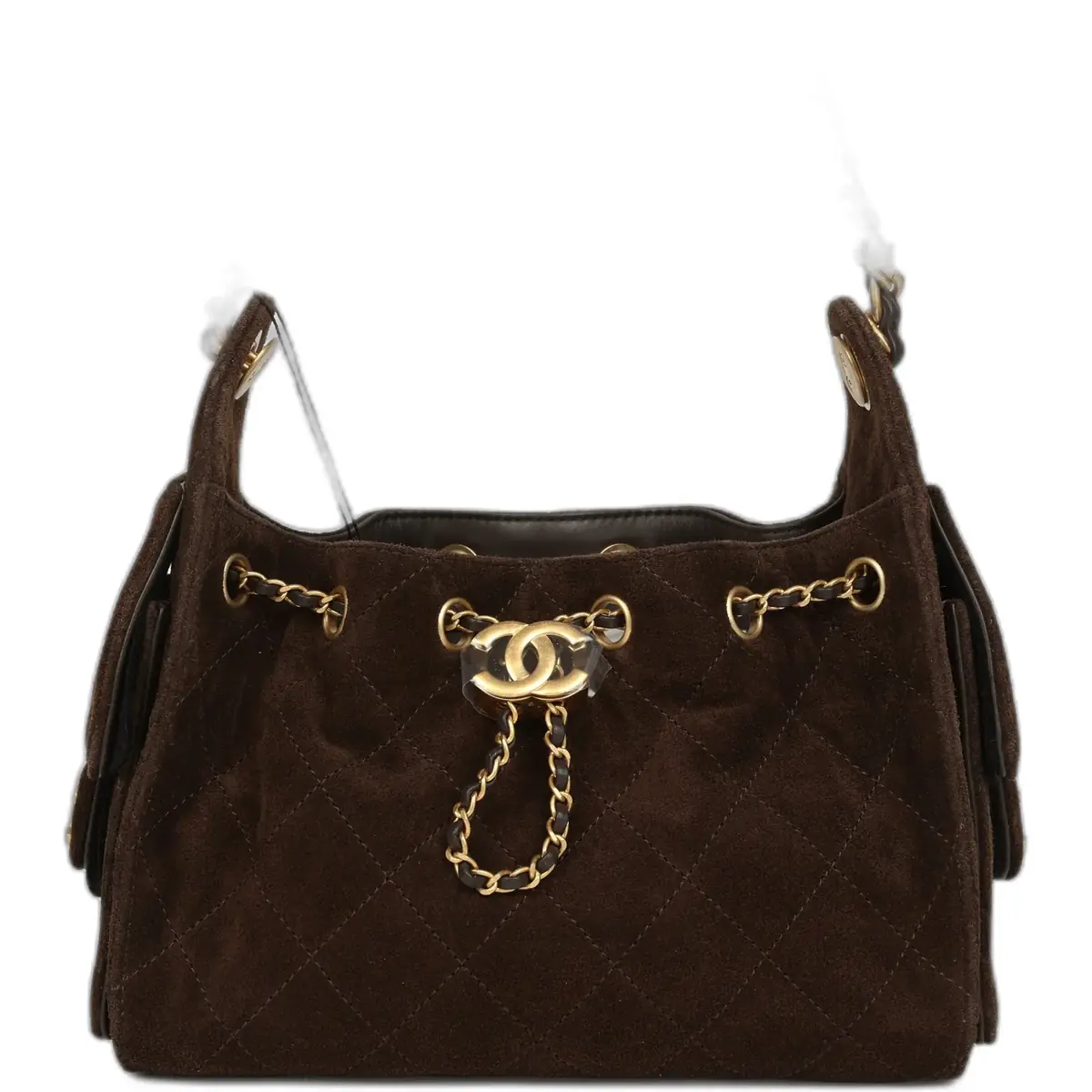 Chanel Chanel Mini 25 Hobo Bag Dark Brown Suede Antique Gold Hardware