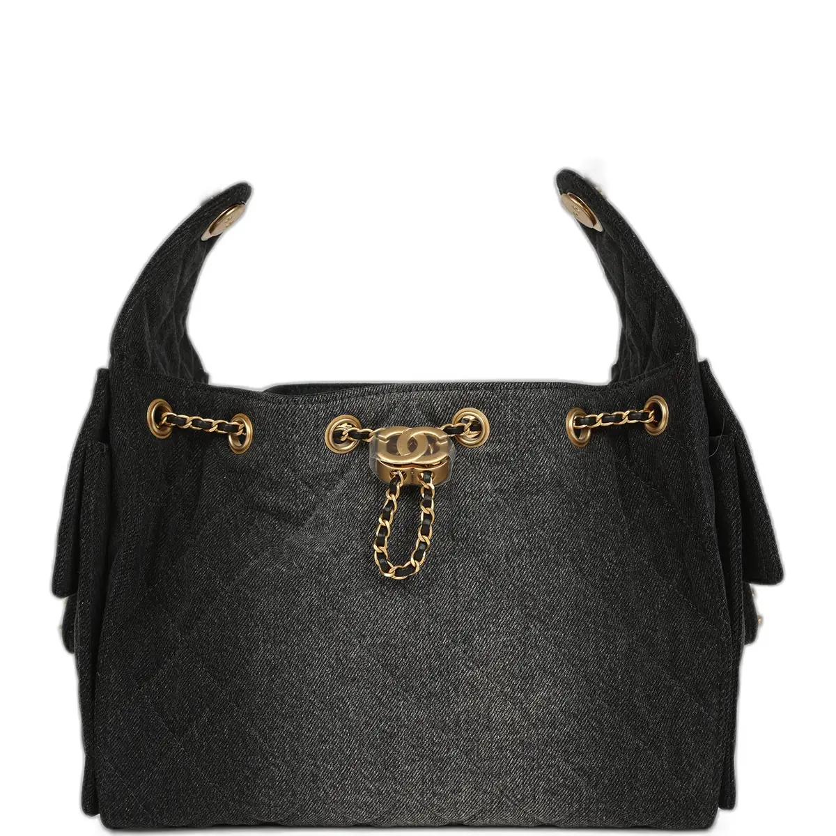 Chanel Chanel Small 25 Hobo Bag Black Washed Denim Antique Gold Hardware