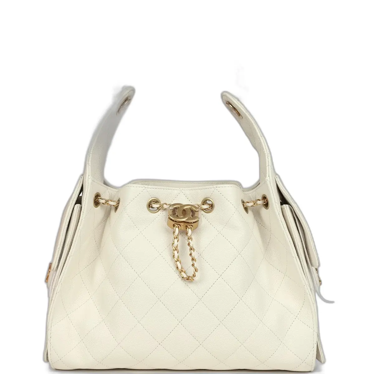 Chanel Chanel Small 25 Hobo Bag White Caviar Antique Gold Hardware