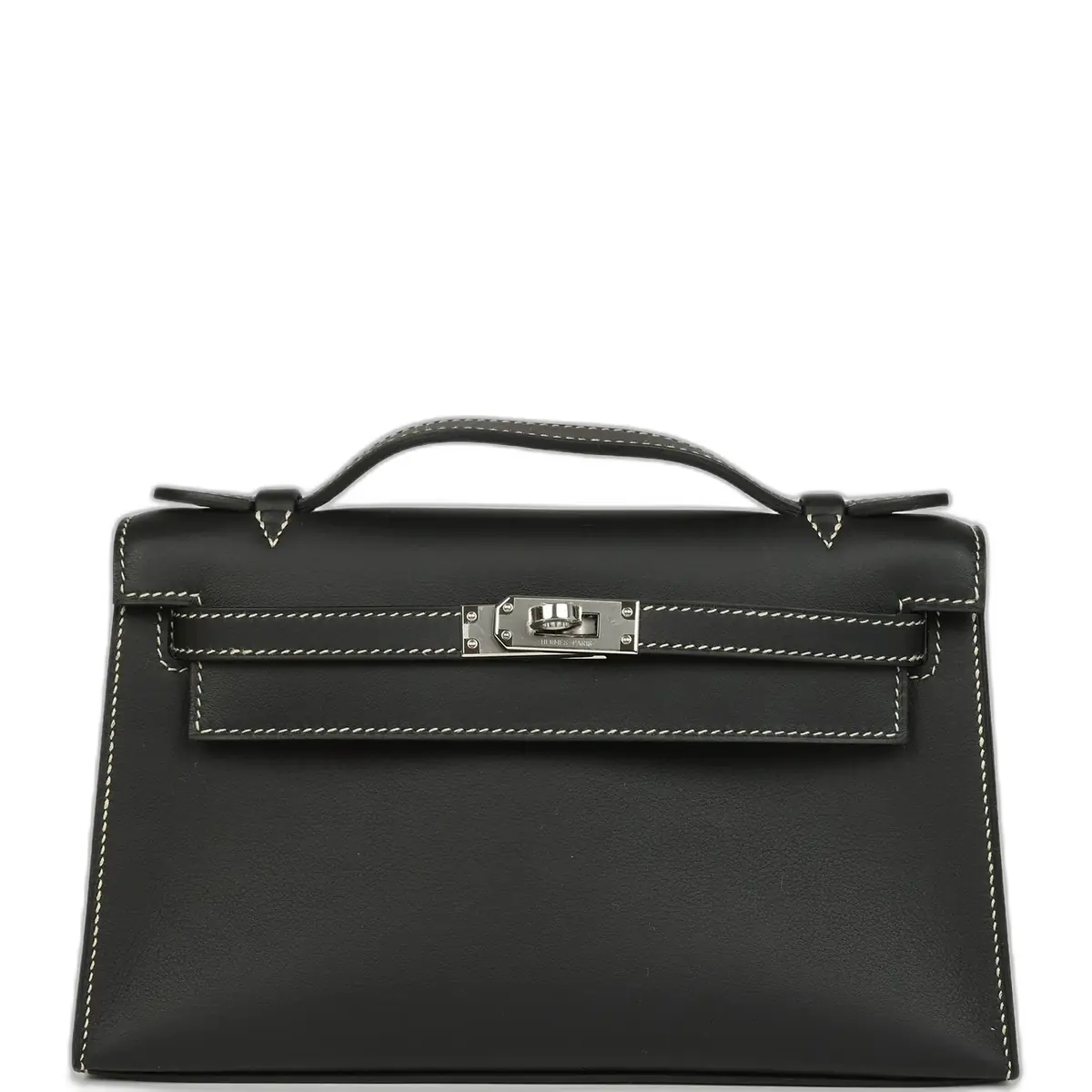 hermes Hermes Special Order (HSS) Kelly Pochette Black Verso Swift Palladium Hardware